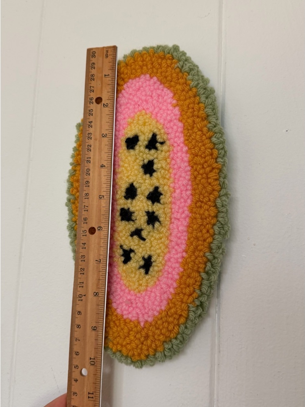 Handmade Papaya Tufted Wall Hanging - Pink, Mustard, Olive - Picture 2 of 3